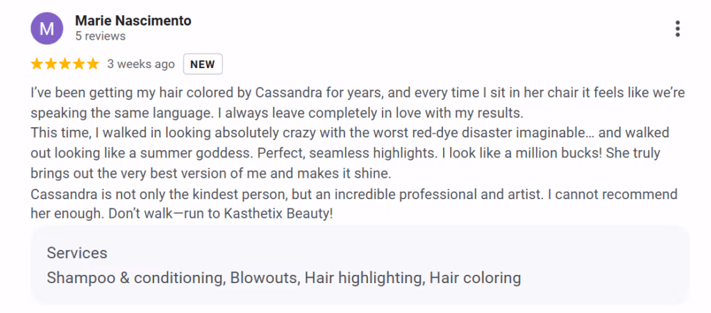 Five Star Client Google Review